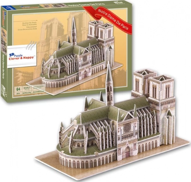 CLEVER&HAPPY 3D puzzle Katedrála Notre Dame, Paříž 64 dílků