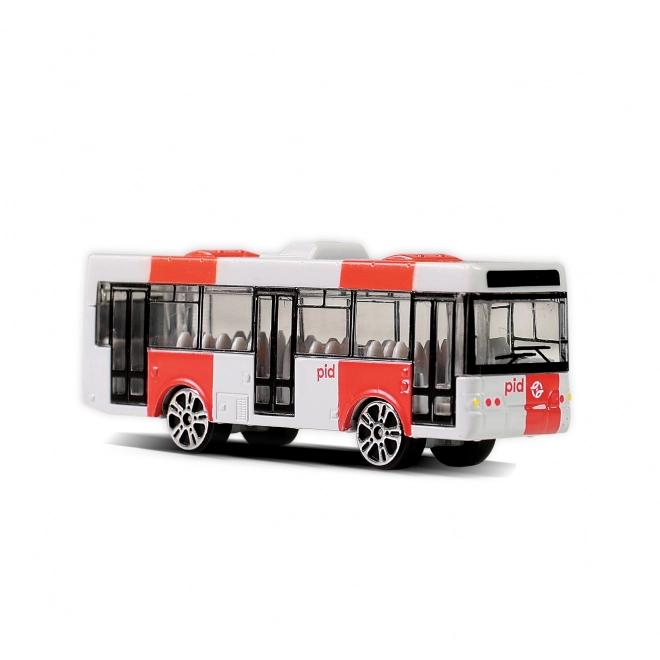 Kovový autobus PID Praha červený