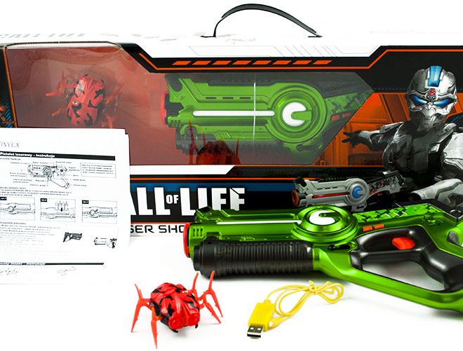 Laserová infračervená pistole + hmyz – Modrá pistole + zelený hmyz