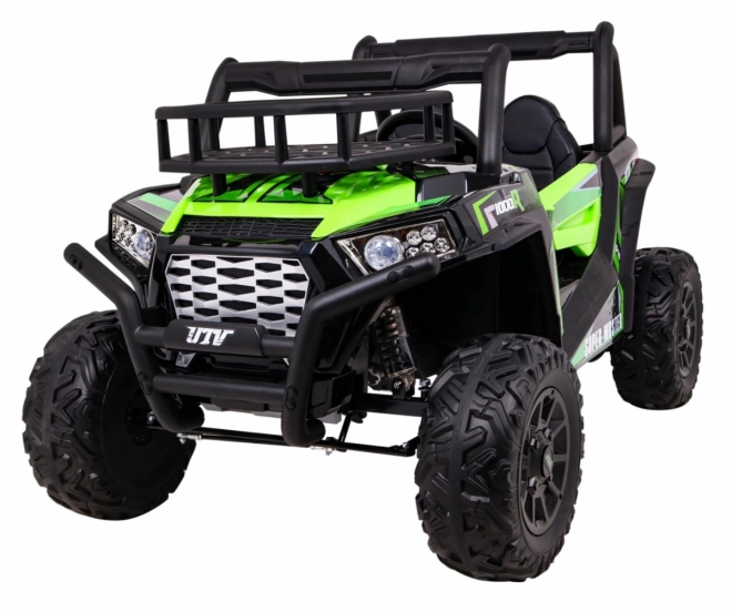 Buggy UTV Off-roader pro děti Zelená + dálkové ovládání + nosič zavazadel + pomalý start + EVA + MP3 LED