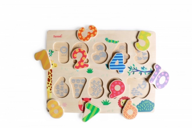 Dřevěné puzzle s čísly Barevné