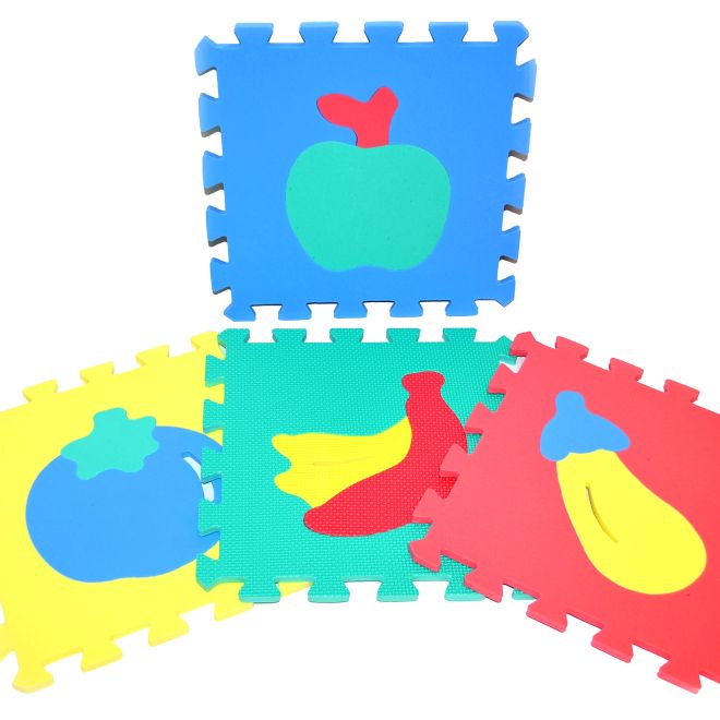 Barevné pěnové puzzle s ovocem a zeleninou - 10 kusů