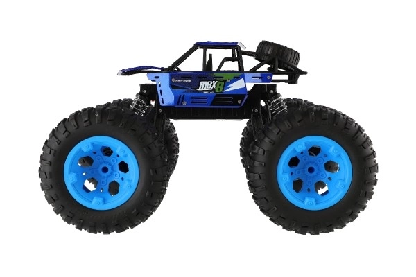 Auto RC Off-Road terénní 2,4GHz plast 32cm dobíjecí pack+baterie modré v krabici 38x23x26cm