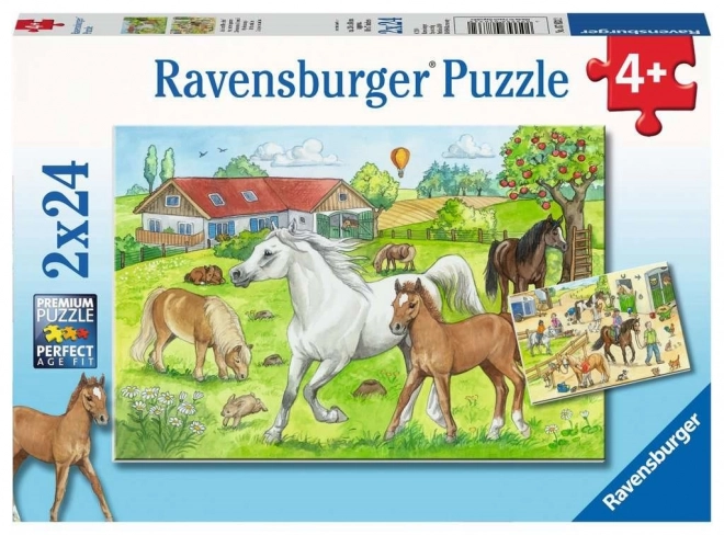 RAVENSBURGER Puzzle Ve stájích 2x24 dílků