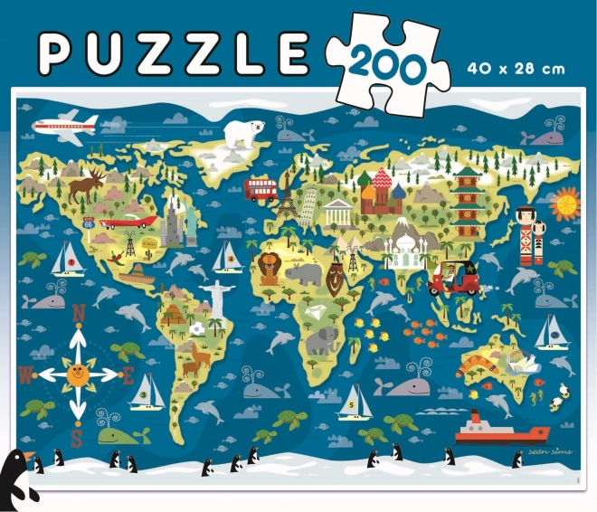 EDUCA Puzzle Mapa světa 200 dílků