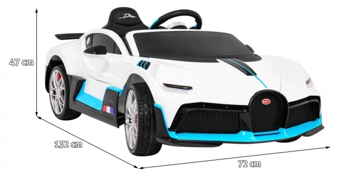 Bugatti Divo Dětské autíčko na baterie bílé + dálkové ovládání + EVA + pomalý start + LED MP3