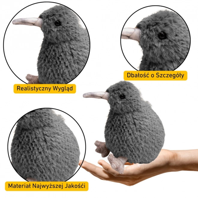 Plyšový pták Kiwi šedo 21cm