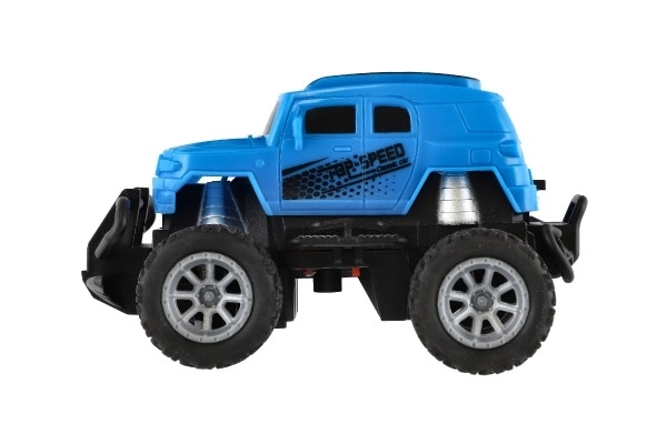 Auto RC mini truck plast 12cm 27MHz na baterie se světlem modré v krabici 18x11,5x10cm