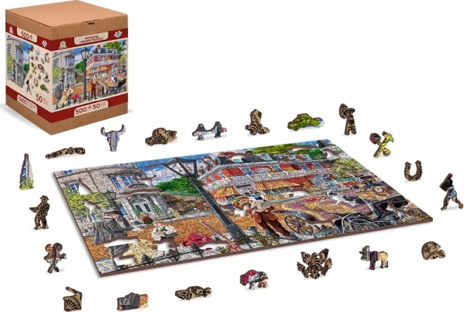 WOODEN CITY Dřevěné puzzle Hlavní ulice 2v1, 505 dílků EKO