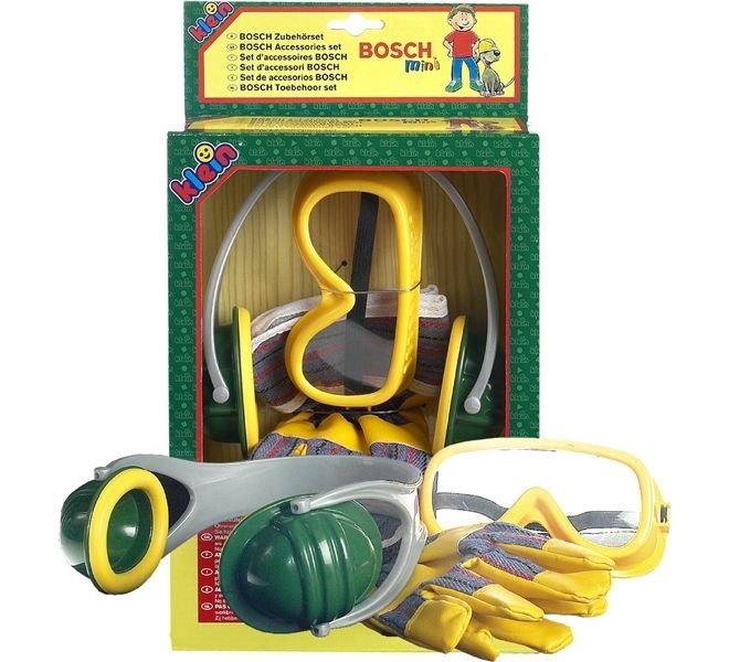 Bosch set - sluchátka, rukavice, brýle