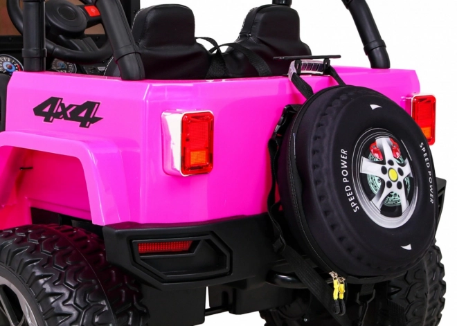 Terénní auto Monster 4x4 jeep pro děti Růžová + Dálkové ovládání + Nastavení sedadla + Pomalý start + MP3 LED + Nosič zavazadel + Batoh