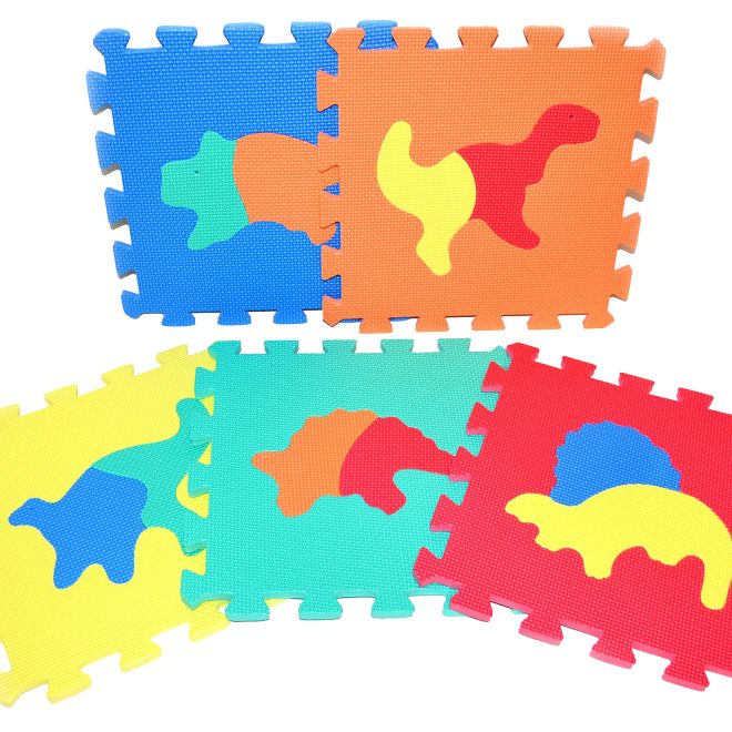 Barevné pěnové puzzle s dinosaury - 10 kusů