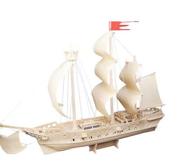 Woodcraft Dřevěné 3D puzzle plachetnice přírodní
