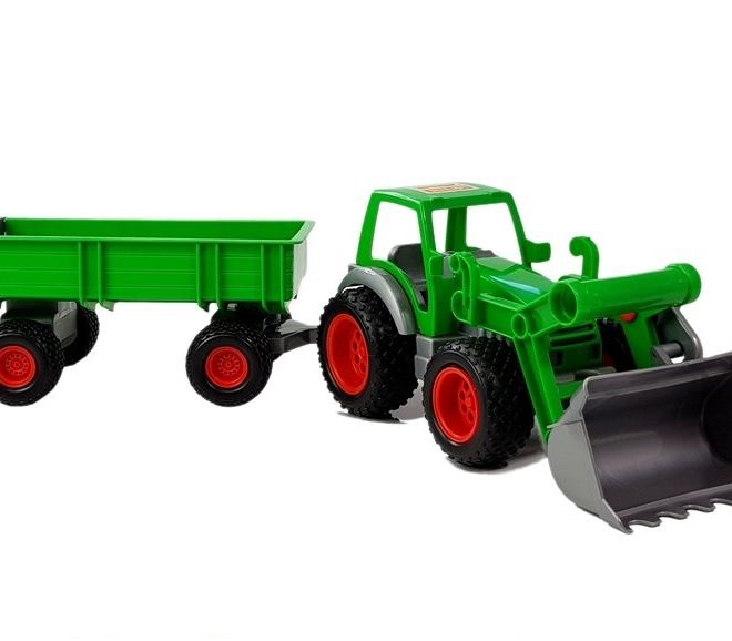 Traktorový nakladač s farmářským přívěsem zelený 8817 Polesie