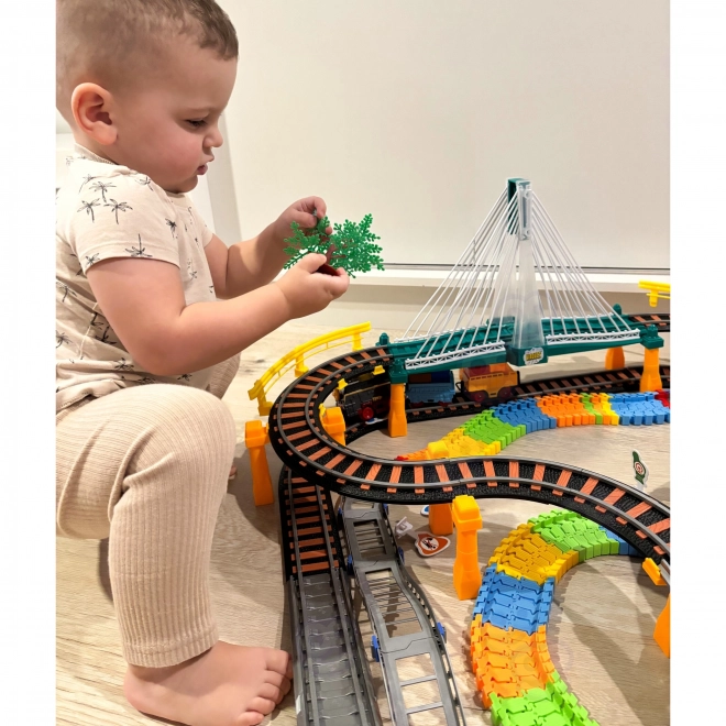 Kolejka elektrická 2v1 Závodní dráha Viadukt Auto XXL