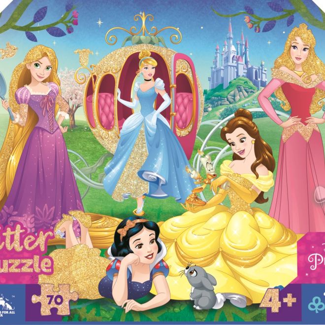 TREFL Třpytivé Glitter puzzle v kufříku Disney: Šťastné princezny 70 dílků