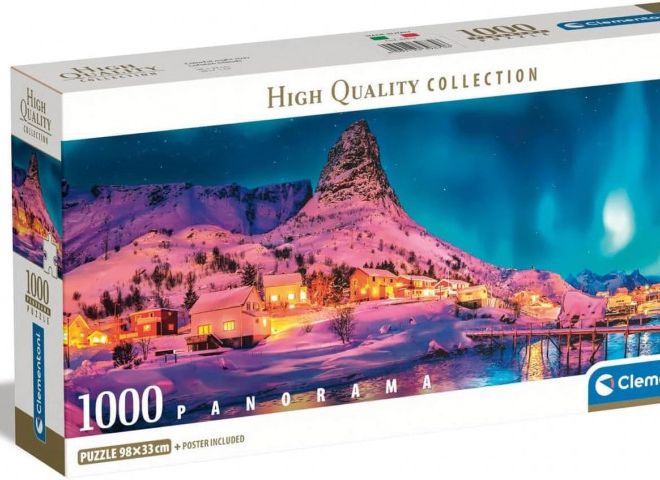 Puzzle 1000 prvků Kompaktní panorama Barevné noční Lofoty