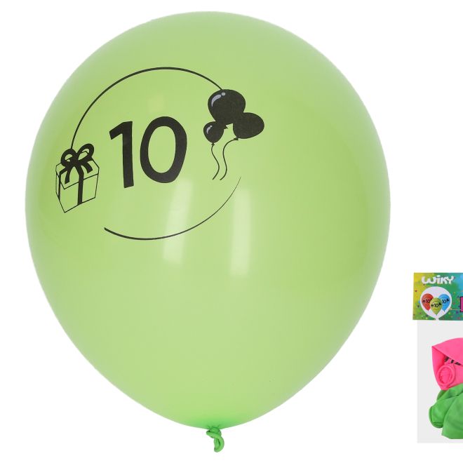 Balónek nafukovací 30 cm - sada 5ks, s číslem 10