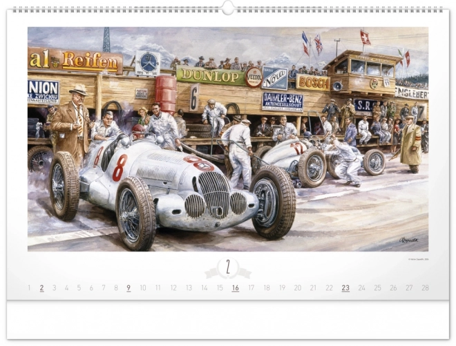 NOTIQUE Nástěnný kalendář Oldtimers – Václav Zapadlík 2025, 64 x 42 cm