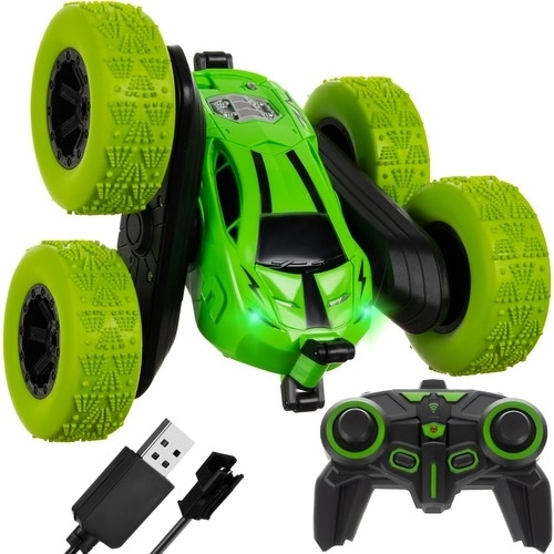Zelený automobilový akrobat na dálkové ovládání
