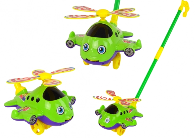 Jolly Plane Pusher Stick Bell Green