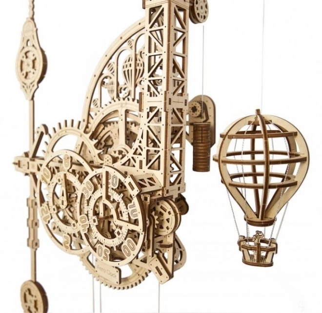 Ugears 3D dřevěné mechanické puzzle Nástěnné hodiny Aero