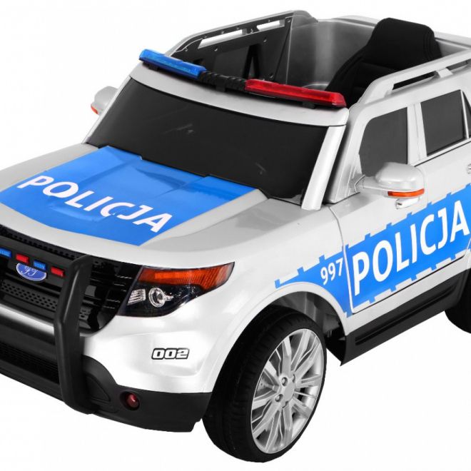 Dětské policejní auto SUV na baterie + sirény + světla + megafon + dálkové ovládání + pomalý start + EVA + samolepky