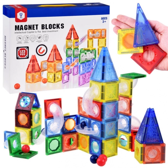 Magnetická stavebnice kulodromové dráhové kuličky ZA4719 - 123 dílků