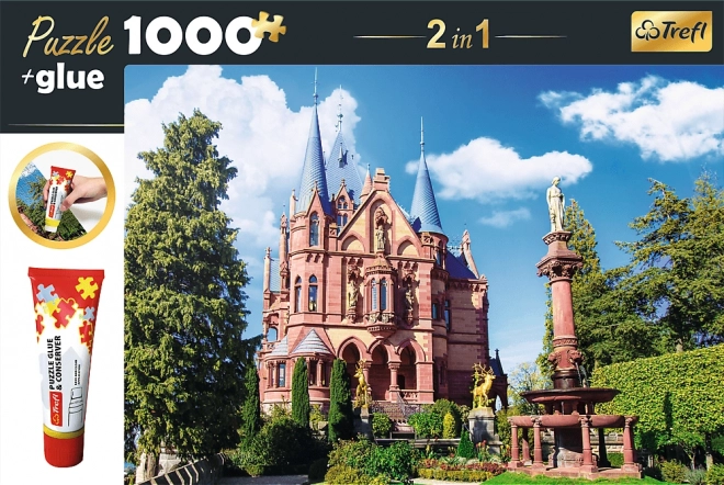 TREFL Sada 2v1 puzzle Zámek Drachenburg v Siebengebirge, Německo 1000 dílků s lepidlem