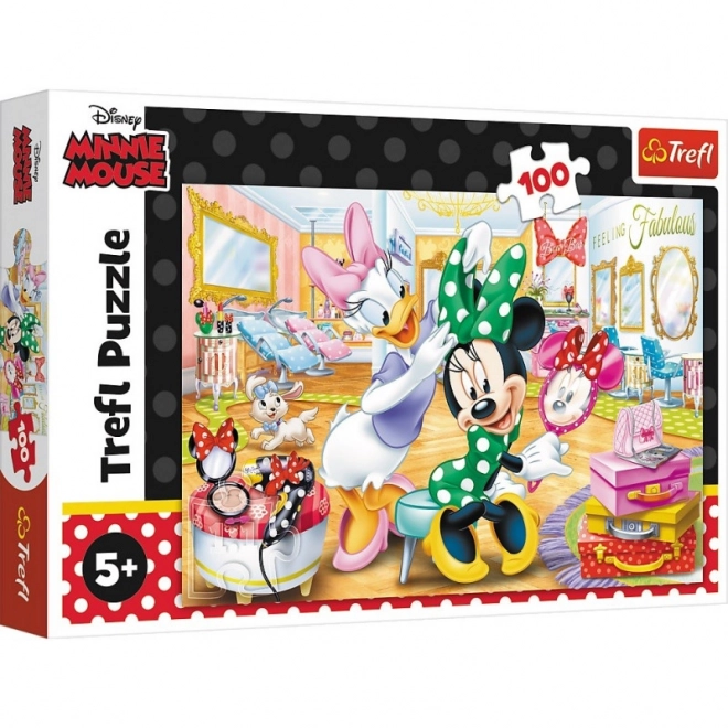 Puzzle 100 dílků Minnie v salonu krásy