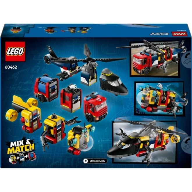 Lego City helikoptéra, hasičského auta a ponorky