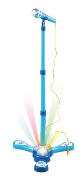 Mikrofon karaoke plast na baterie se světlem se zvukem v krabici 17x34x7cm – Modrý