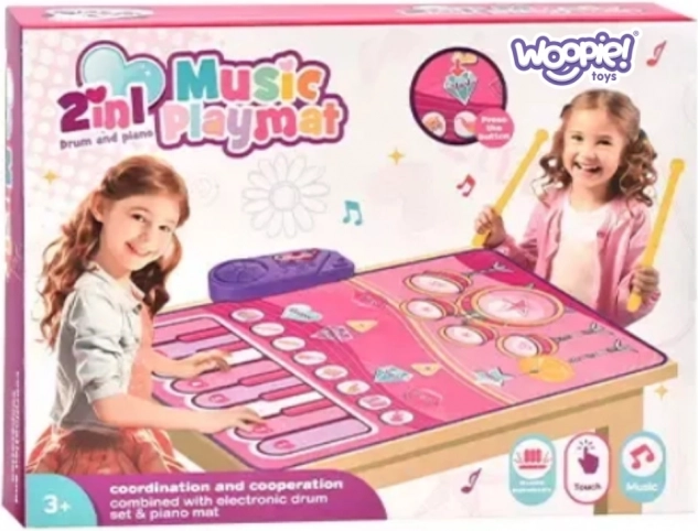 WOOPIE Velká Hudební Podložka 2v1 Interaktivní Bicí a Piano