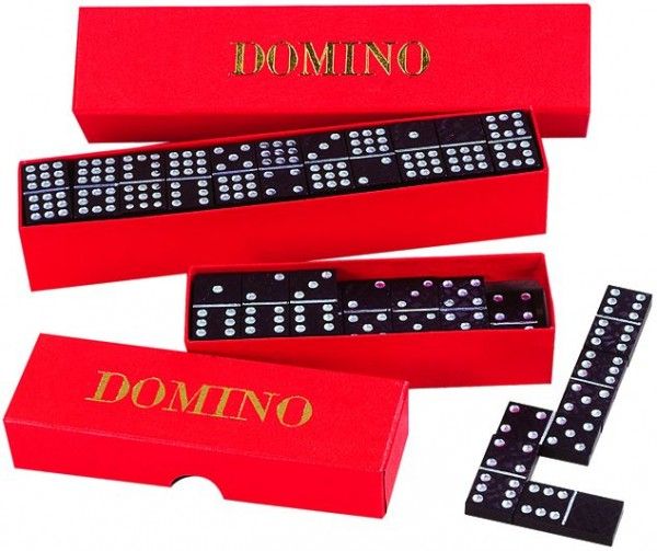 Domino společenská hra dřevo 28ks v krabičce 15,5x3,5x5cm