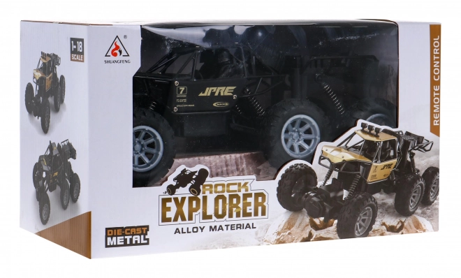 Rock Explorer 4x4 kovové pásové vozidlo pro děti 8+ na dálkové ovládání 1:18 gumové 6 kol