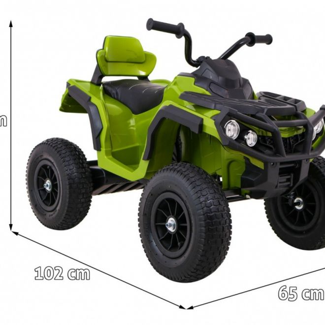 Dětská bateriová čtyřkolka ATV Air Quad Green + nafukovací kola + rádio MP3 + pomalý start
