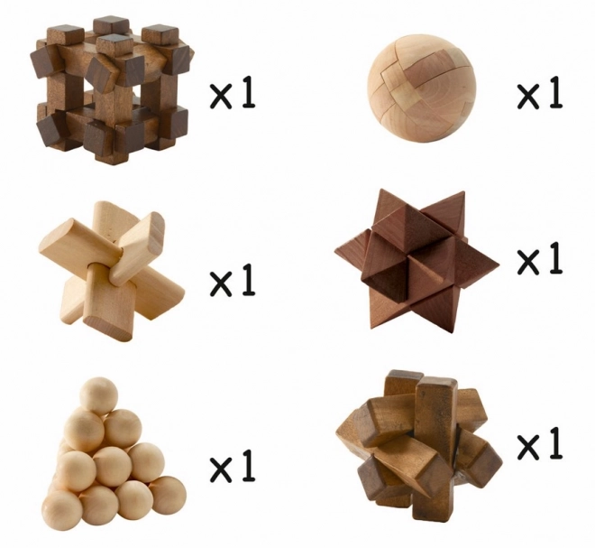 DJECO Woodix: Sada 3D hlavolamů 6ks