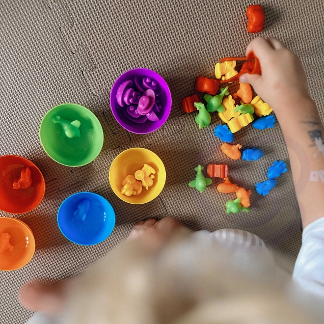 Edukační hra Montessori Třídění barev Zvířátka 44 ks
