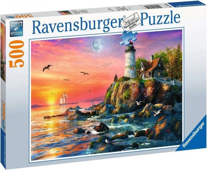 Ravensburger puzzle: Maják při západu slunce 500 dílků