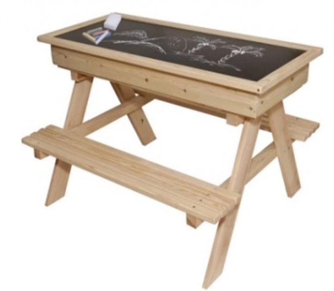 Zahradní nábytek pro děti stůl + 2 lavice pískoviště tabule úložný prostor 93 x 78 x 68 cm