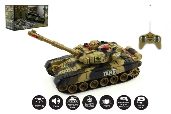 Tank RC T-80 plast 25cm s dobíjecím packem USB+adaptér na baterie 2 druhy  2,4 GHz v krabici