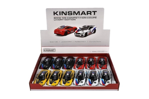 Auto Kinsmart BMW M8 Competition Coupé 1:38 kov/plast 12,5cm 4 barvy na zpětné natažení 12ks v boxu