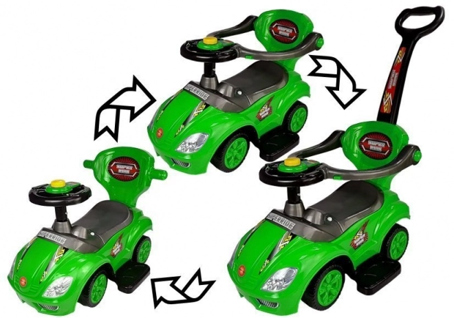 Mega Car 3v1 Push Ride Green