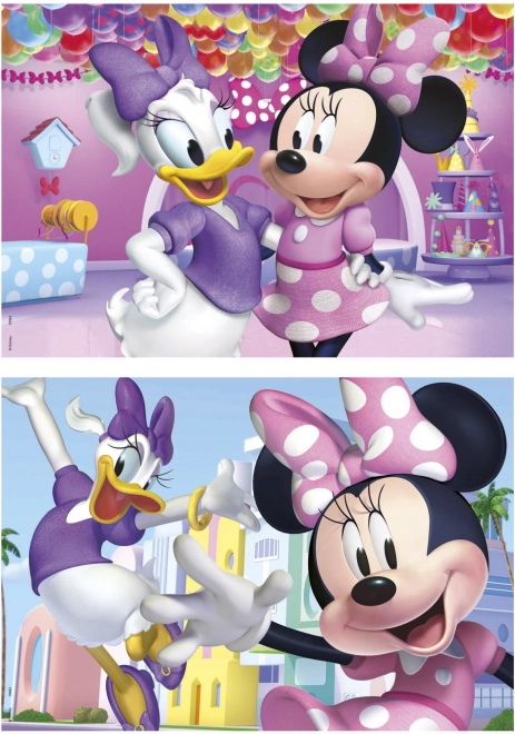 EDUCA Dřevěné puzzle Minnie a Daisy 2x50 dílků