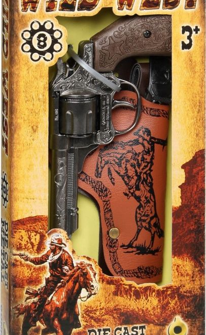 Kovový kovový kovbojský revolver s pouzdrem 8 nábojů Gonher