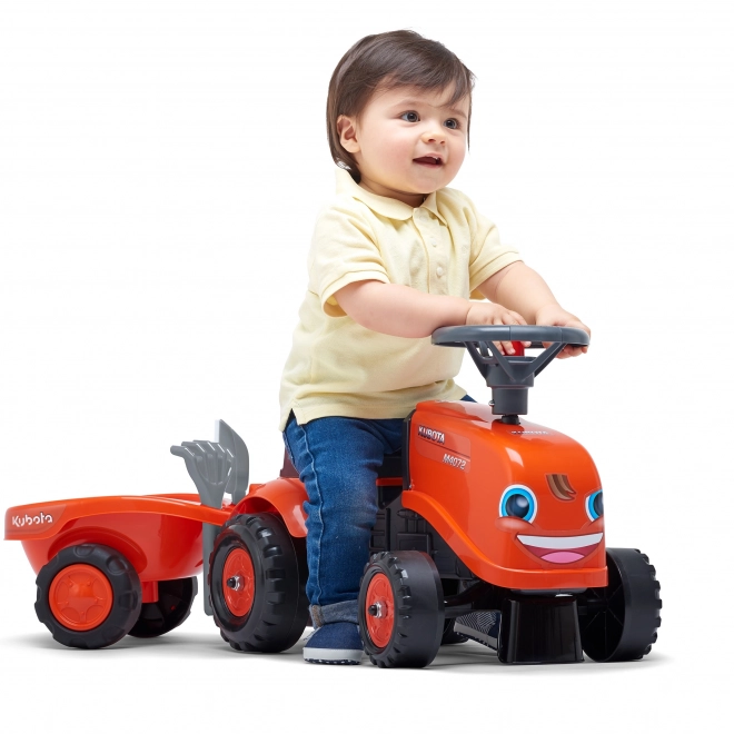 FALK 260C Baby Kubota ride-on traktor s přívěsem, hrable a lopata