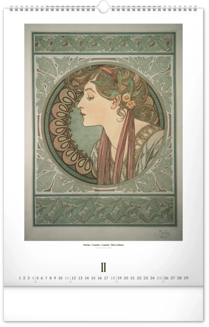 Nástěnný kalendář Alfons Mucha 2024, 33 × 46 cm