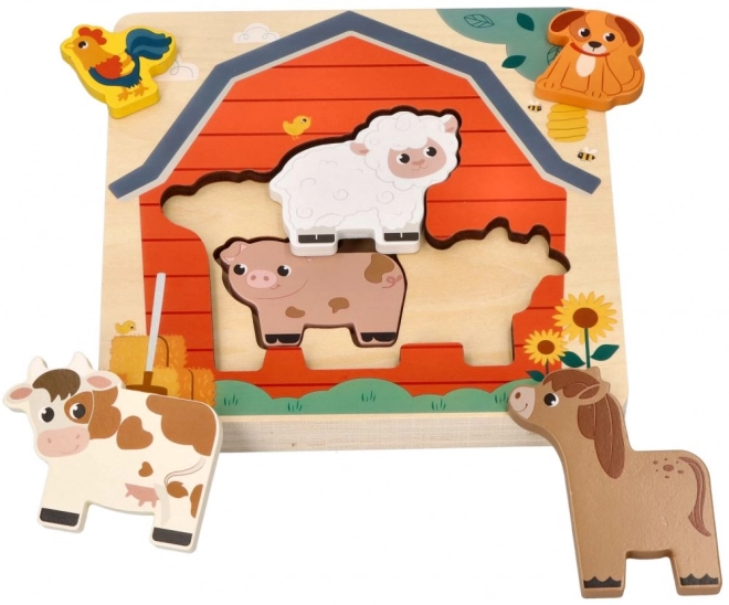 Vrstvené puzzle zvířata na farmě