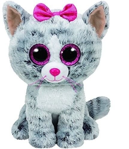 TY Beanie Boos Kiki maskot - šedá kočka, 15 cm