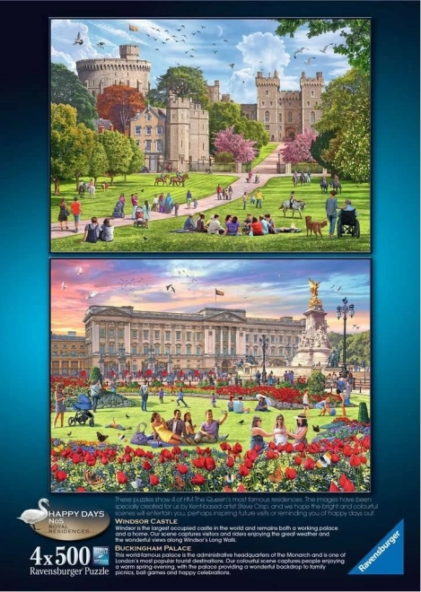 RAVENSBURGER Puzzle Královské rezidence, Velká Británie 4x500 dílků